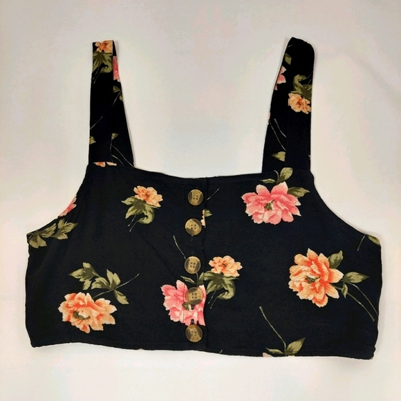 American Eagle Outfitters Tops - AMERICAN EAGLE FLORAL BUTTON FRONT CROP TOP TANK